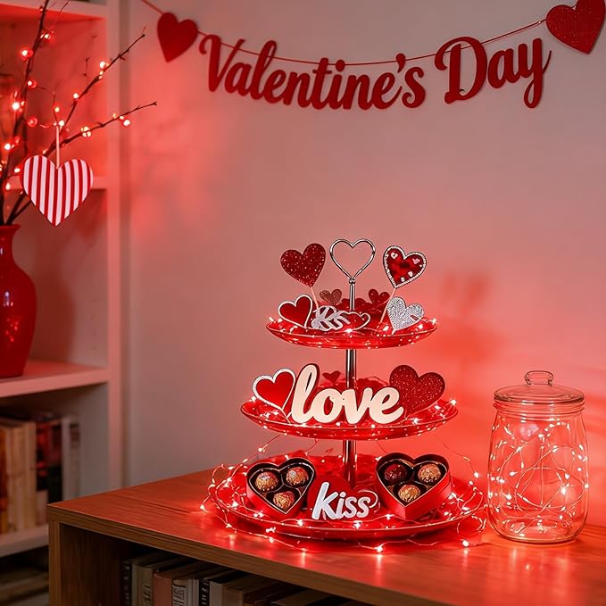 LAMPHOME 20 Pack red Fairy Lights, Battery Operated String Lights, 20 LED on 6.6FT Copper Wire Firefly Fairy for Wedding Party Mason Jar Christmas Bedroom Galentine's Day Valentine Day Decoration