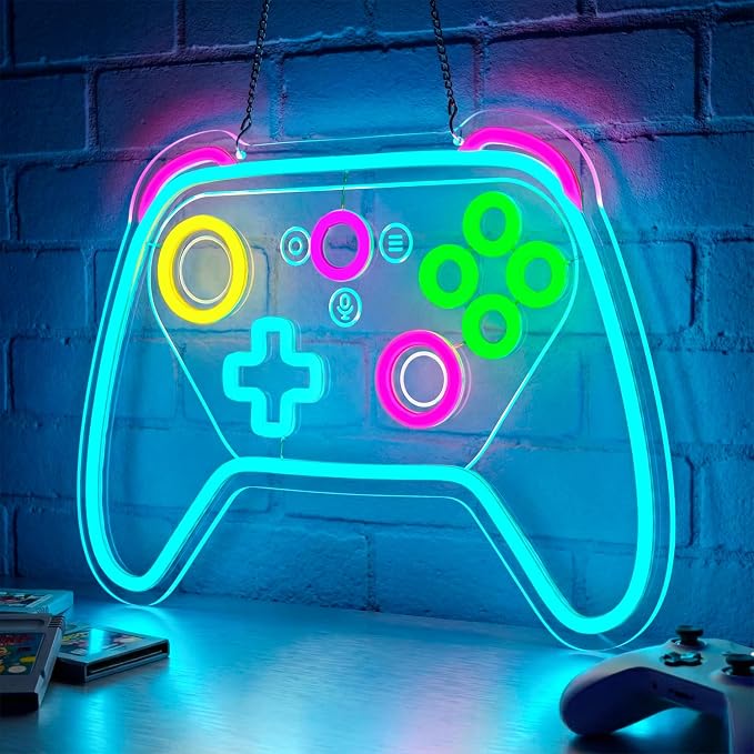 Gamer Neon Sign,Game Controller LED Sign for Gaming Room Decor,USB Powered Dimmable Neon Sign for Gamer Room,Game Neon Sign for Teen Boy Room Decor,Gaming Wall Decor,Gamer Gifts for Boys,Kids