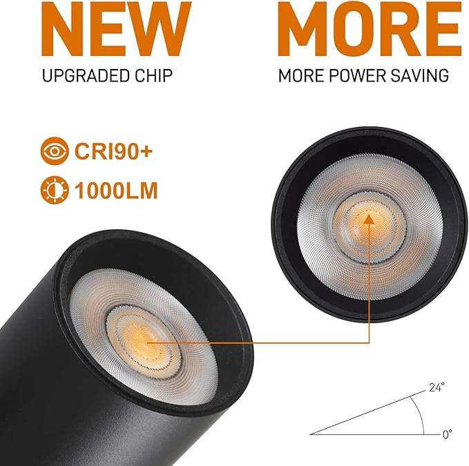 10W H Track Lighting Heads, Dimmable LED Track Lighting Heads Fixtures Bright 3000K Warm White Track Light Head for Accent Task Art, Flicker Free CRI90+ 24° 900lm (Black, 10W - 8 Pack)