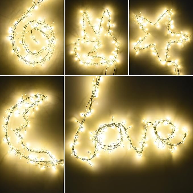 Battery Operated Fairy Lights with Remote - 200 LED Christmas Twinkle Lights with Timer, 16Ft Green Wire, Waterproof String Light for Bedroom, Garland, Outdoor Tree, Wreath - Battery Power