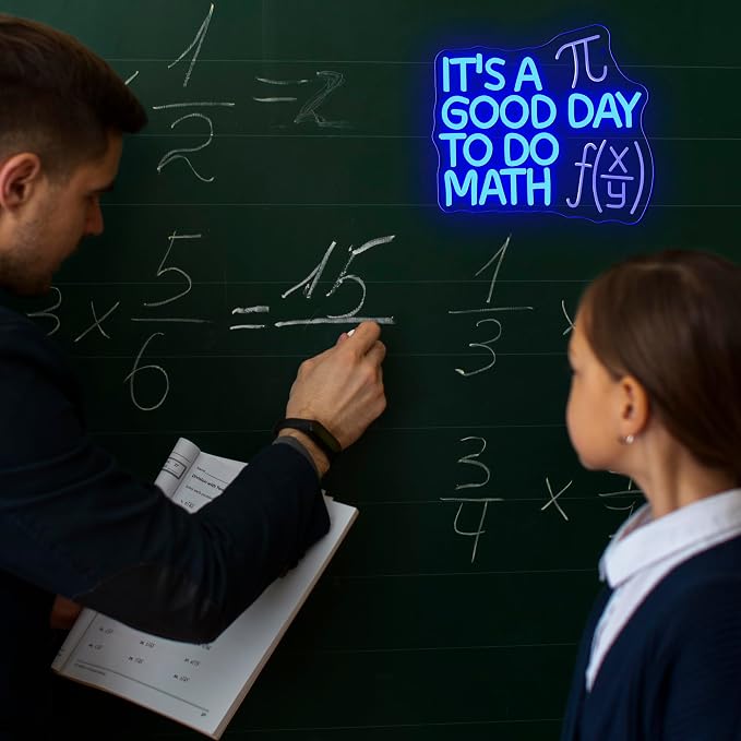 It's A Good Day To Do Math Neon Sign, Dimmable LED Math Classroom Decor Sign, Funny Math Decor Classroom Neon Light Art Classroom Welcome Sign Math Teacher Gift(11.8 * 10.6in)