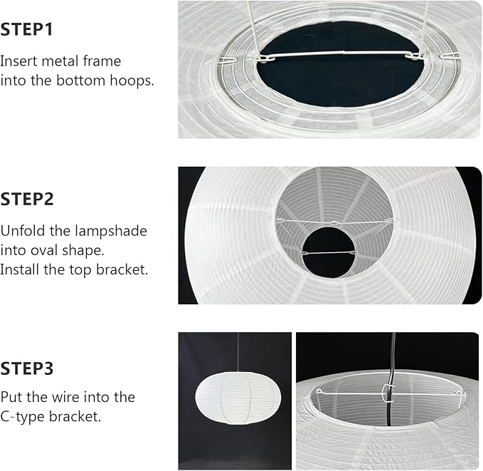 23.6'' Oval Boho Paper Lanterns for Great Room,Clip On Ceiling Light Cover | Light and Foldable, airy aesthetic,Natural Pendant Light Shade for Dining Area Living Room Hallway Bedroom Home Decor