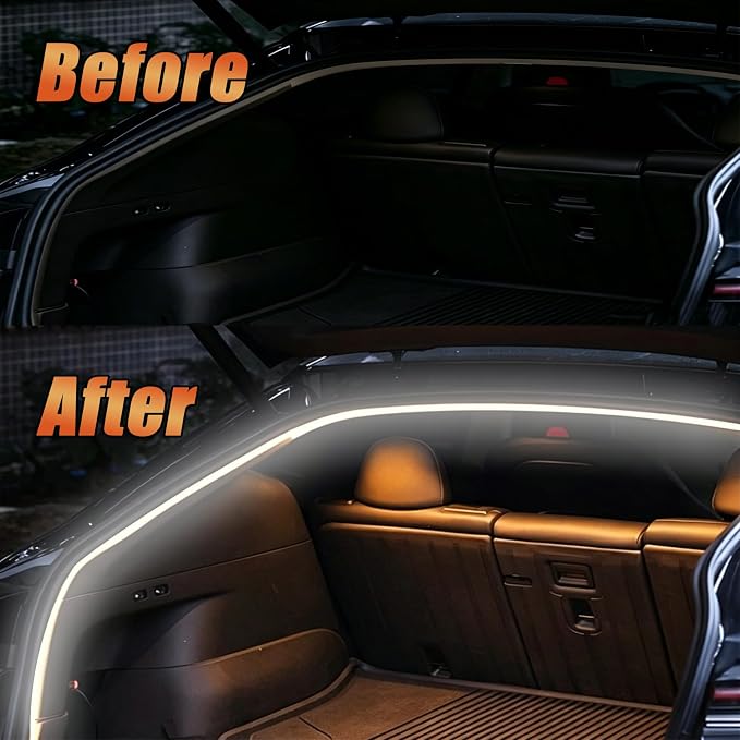 157.48 Inch Flexible Trunk Light Strip,Water-Resistant LED Light Strip for Car with Soft White Glow,Universal Concealed Ambient Lighting Car Strips Cars Accessories with Tools