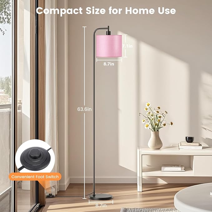Floor Lamp for Living Room, Tall Standing Lamp with Linen Shade | Dimmable with Remote Control, 3 Color Temperatures, 9W LED Bulb Included, Ideal for Bedroom, Office and Reading Corner
