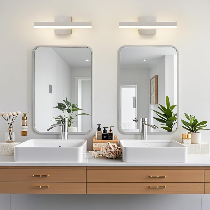 Nickel Bathroom Vanity Light Fixture 15.7'' 20W Dimmable 5CCT LED Hardwired | Bathroom Light Fixture Over Mirror, Bathroom Wall Sconce, Rust-resistant, ETL Certificated, 2700K/3000K/3500K/4000K/5000K