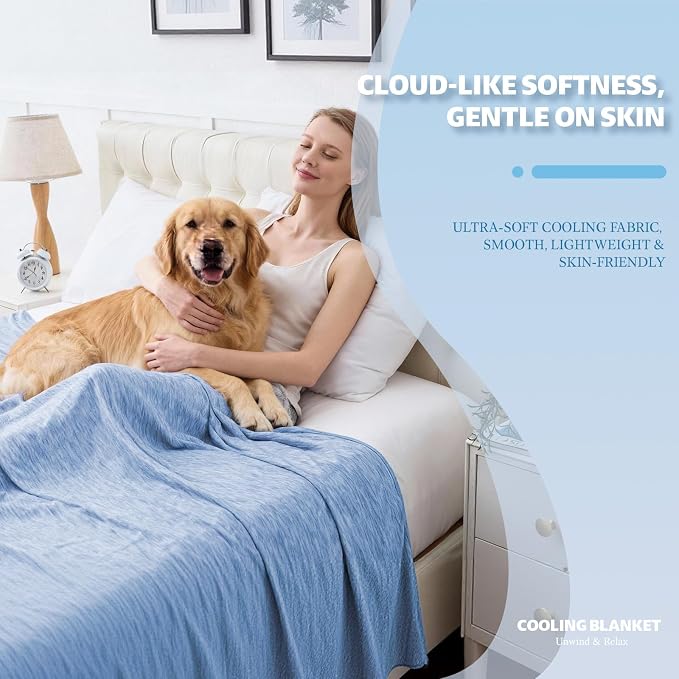 Cooling Blanket Queen Size, 90"x90" Cooling Blankets for Hot Sleepers, Cold Blanket Thin Lightweight Breathable Soft for Couch Bed, Lightweight Blanket Keep Cool for Night Sweats