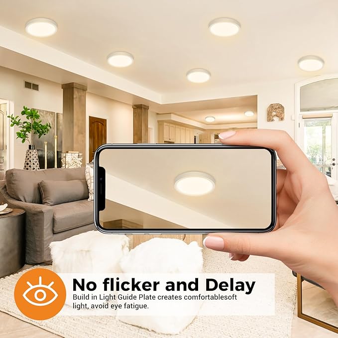 slochi 2PACK LED Flush Mount Ceiling Light, Dimmable & 100W Equivalent Super Slim LED Ceiling Light, 3000K-6500K Selectable, 12W 1500Lm Round Light Fixture for Bedroom, Bathroom, Closet, Hallway