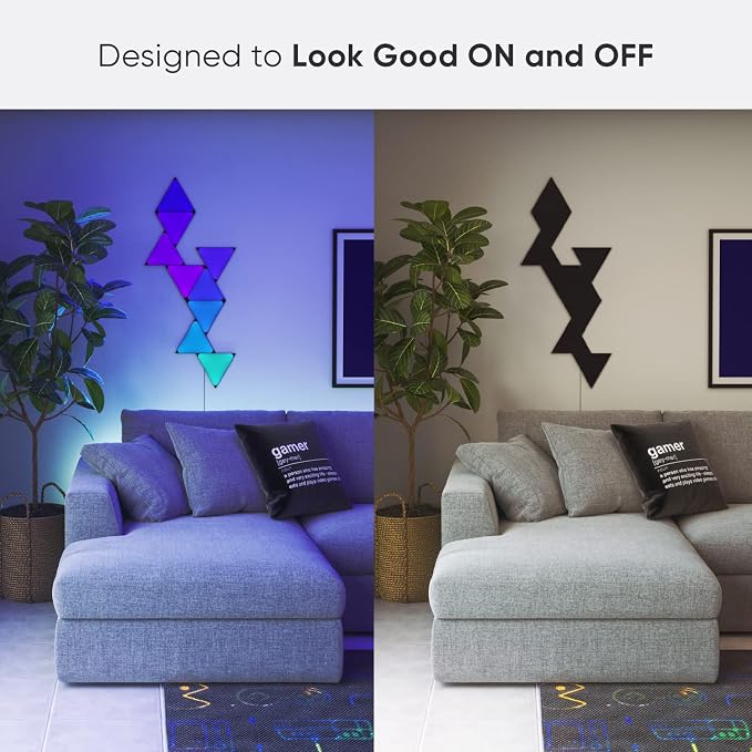 Nanoleaf Shapes Triangle Lights, Smart RGBW LED Wall Light Panels, 15PK | Compatible with Alexa Google Assistant, Home Wall Decor for Living Room with Music Sync, Smarter Kit