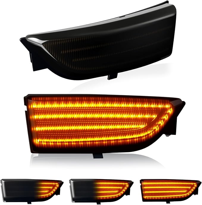 D-Lumina Sequential LED Turn Signal Side Mirror Lights Smoked Lens Fit 2012-2019 Fo-rd Ranger T6 Raptor Wildtrak and 2015-2019 Everest, Dynamic Side Mirror Marker Light Replace Factory Amber Reflector