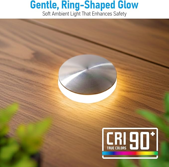 LEONLITE 12-Pack 3000K Recessed Low Voltage LED Deck Light, 360° Ring Glow | 1.3 Inch Mini Flush Mount, 12-24V AC/DC, 1W, In-Ground Light, IP67, Stainless Steel, for Deck Patio Garden Edge