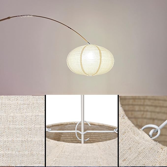 Linen Pendant Light Shade 20 Inches Oval Hanging Lamp Shade | Off-White Hanging Lampshade Can replace Paper Lanterns Handmade Fabric Light Covers Home Decor Ceiling Lampshade