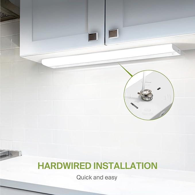 ASD 6 Pack 48 Inch Hardwired LED Under Cabinet Lights, On/Off & 5CCT Switch 2700K-5000K, 24W 2087LM CRI90+, Direct Wire Low Profile Linkable Fixture, Dimmable Under Counter Kitchen Lighting, White, UL