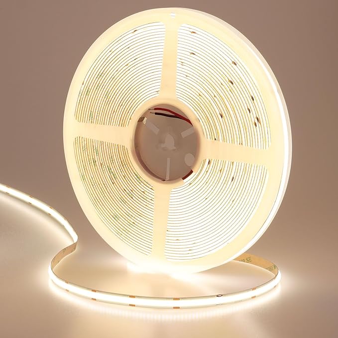 49.2ft/15M 24V COB LED Strip Light Natural White 4000K 5760LEDs CRI 93+ 11000lm Uniform Glow IP20 Not Waterproof Flexible LED Tape Lights for DIY Cabinet Bedroom Home Decor(No Power Supply)