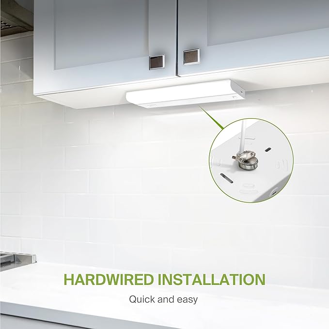 ASD 12 Inch Hardwired LED Under Cabinet Light, On/Off & 5CCT Switch 2700K-5000K, 5W 442LM CRI90+, Direct Wire Low Profile Linkable Fixture, Dimmable Under Counter Kitchen Lighting, White, UL