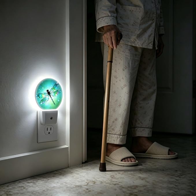 LED Night Light Fantasy Green Dragonfly Night Lights Plug into Wall | Plug-in Night Light with Dusk to Dawn Sensor, Energy Saving Nightlight for Hallway Kitchen Living Room