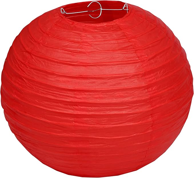 Pack Of 3 Round Paper Lanterns Lamp Wedding Birthday Party Decoration (Red, 10"/25CM)