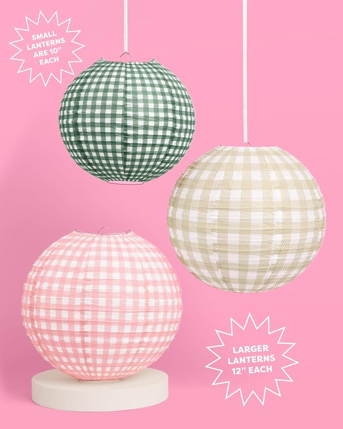 xo, Fetti Paper Camp Lantern Set | Pink, Green, Camp, Bachelorette, Birthday, Outdoor Party, Glamping Decor
