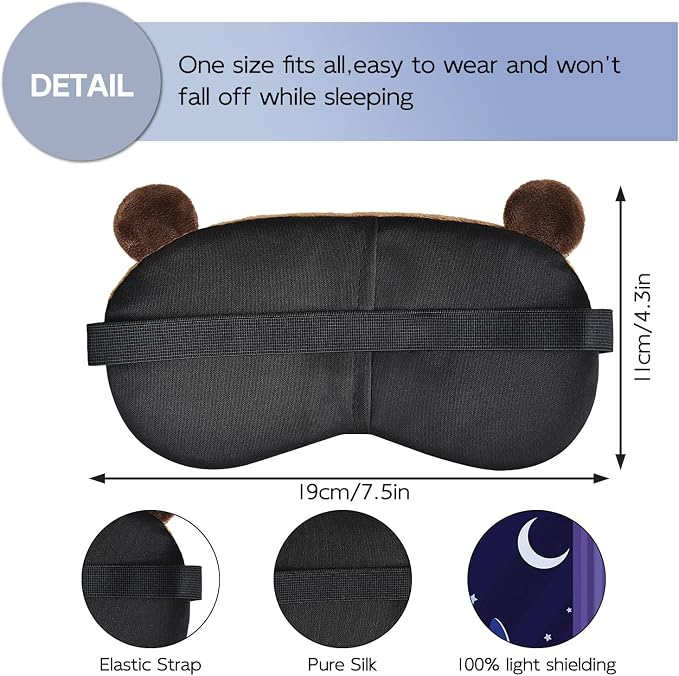 Cute Sleep Masks Cartoon Capybara Eye Mask Plush Sleeping Mask & Travel Blindfold Funny Novelty Eye Shade for Women Men (Capybara)