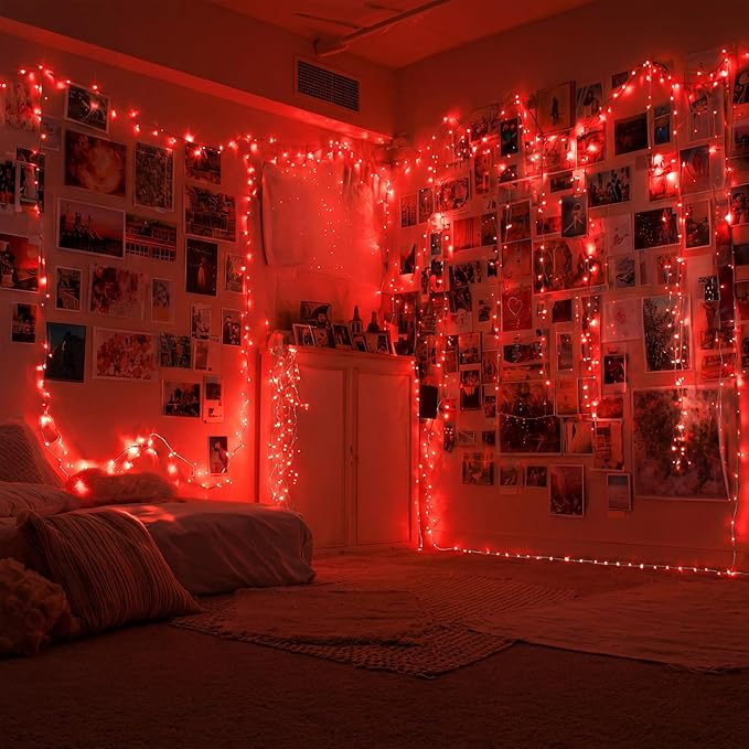 Macarrie 3 Pcs Red Fairy Lights USB Powered 16 ft 50 LED String Lights Plug in for Indoor Outdoor Bedroom DIY Party Wedding Home Festival Tree Garden Xmas Decoration