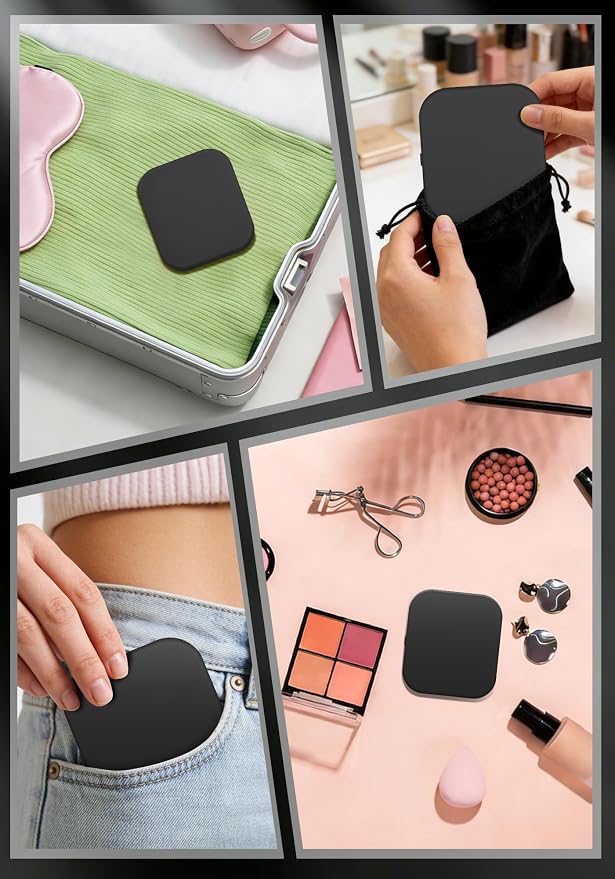 Magnifying Mirror with Light, Rechargeable 40X Compact Mirror with 3 Lighting Modes & Dimmable Brightness, Portable Travel Makeup Mirror with Light, Essentials for Travel, Pocket Purse Black
