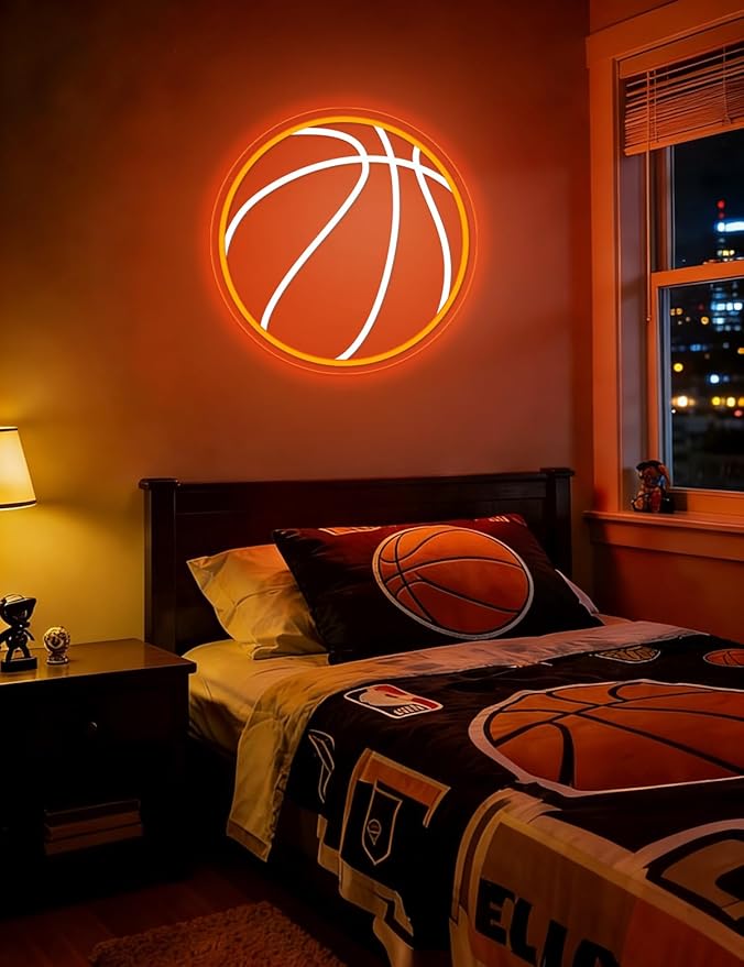 Basketball Neon Sign, 13×13 Inch Led Neon Light Signs for Wall Decor, USB Powered Aesthetic Wall Decor, Sports LED Light for Room Bedroom Shop Decor (Basketball)