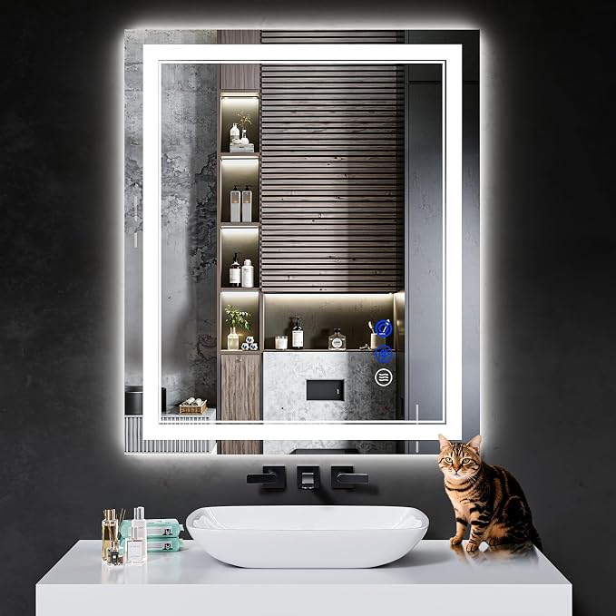 36"x30" LED Bathroom Mirror with Lights,Anti-Fog,3 Color Modes