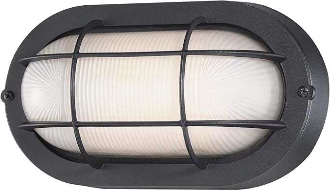 Westinghouse 6113700 Traditional One-Light Dimmable LED Outdoor Wall Light, Textured Black Finish, White Glass
