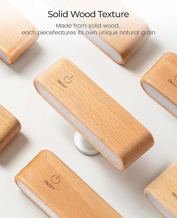 Wood Wall Sconce, Rechargeable Reading Light, Magnetic Bedside Lamp | Bedside Reading, 360° Rotation, Stepless Dimming, 4000K Natural Light, Magnetic Installation for Bedroom Wall Lamps