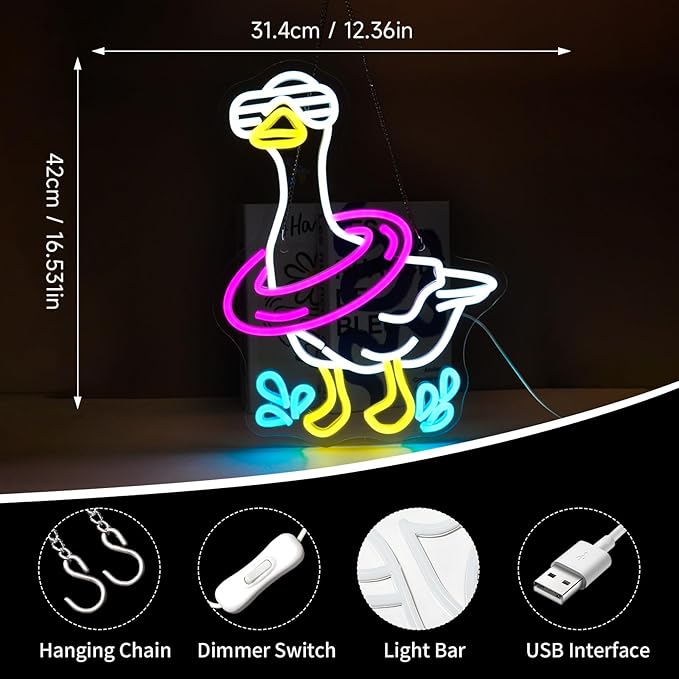 Goose Neon Sign Sign Led Light Up Signs for Wall Decor Usb Powered Neon Light Signs Indoor Light for Room Decor Holiday Gift