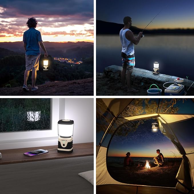 Lepro 1000LM LED Camping Lantern Rechargeable, 4400mAh White Tent Light with 4 Light Modes, Waterproof Lantern Flashlight for Hurricane Emergency, Camping Essentials, USB Cable Included