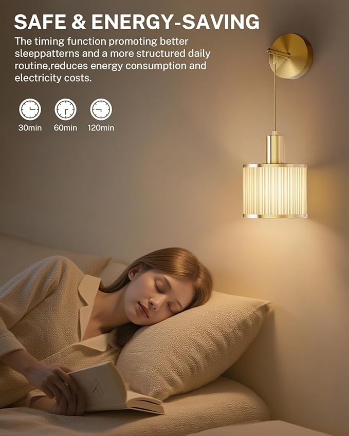 SAIMAND Battery Operated Wall Sconces Set of 2,Wireless Rechargeable Lights | Modern Cordless Wall Sconces with Remote Control, 9-Color Dimmable LED Lamps for Bedrooms, Living Rooms and Hallways (Gold)