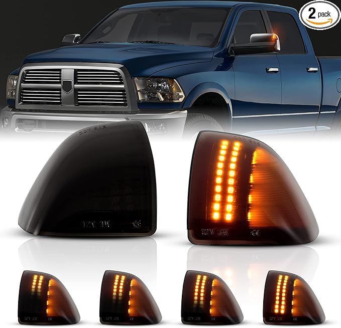 Gempro LED Sequential Side Mirror Turn Signal Light Compatible with 2010-2018 Dodge Ram 1500 2500 3500 4500 5500 Tow Mirror Lamp Replacement for 68302828AA 68302829AA 2PCS Smoked Len