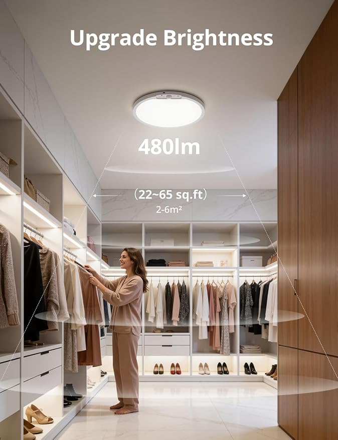 Bojim 10000mAh Battery Operated Ceiling Light with Remote RGB Backlight | Magnetic Battery Operated IP44 Waterproof Dimmable & 3CCT Remote No Wiring for Closet Pantry Garage