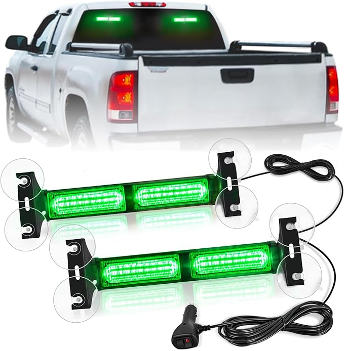 Nilight 40LED Green Emergency Strobe Traffic Advisor Light Bar with Suction Cups Dash Safety Warning Hazard Flashing Lights Interior Front/Rear Windshield for Trucks Construction Vehicles | with Suction Cups Dash Safety Warning Hazard Flashing Lights I...