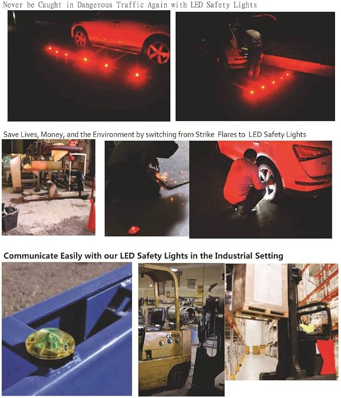 3 Pack LED Road Flares Roadside Flashing Emergency Lights Beacon with Magnetic Base for Vehicle and Outdoor Sports.(Yellow)