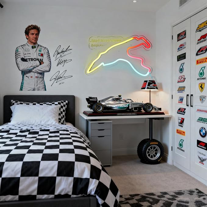 Spa-Francorchamps Neon Sign - Formula 1 Racing Decor | USB LED Sign, Easy Hanging Kit, Vibrant Wall Decor, Gaming Rooms & Garage, Motorsport-Themed Bars