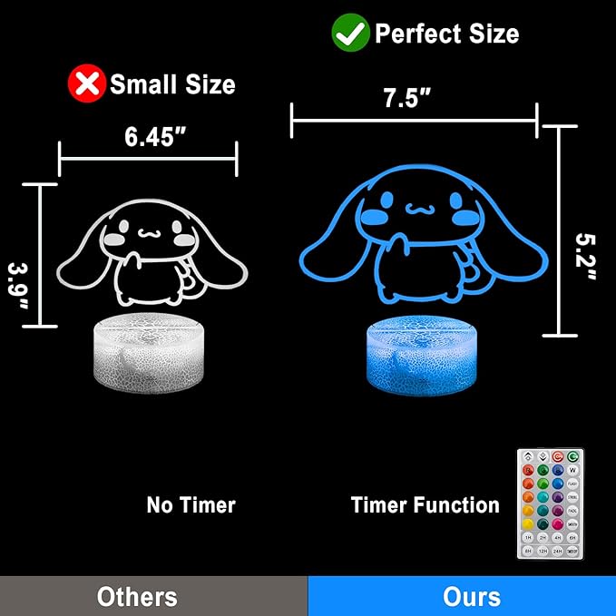 16 Colors Cartoon Night Light, Anime Character Change Decor Lamp with Remote, Dim, Timer, Fans Kids Gifts for Christmas Birthday Boys Girls