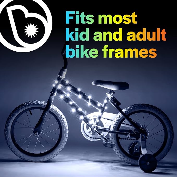 Brightz CosmicBrightz LED Bike Frame Rope Light - 6.5-Foot String Rope - Battery-Powered with On/Off Switch - Ultra Bright Color Keeps Your Ride Fun and Safe for Kids, Teens, & Adults