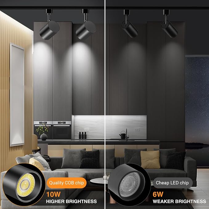 Remote Control H Type Track Lighting Heads Dimmable, Black 8 Pack | LED Track Light Heads, 2000K to 6000K Adjustable Ceiling Spotlight for H Track Lighting Rails, CRI90+ 24° 10W 800lm