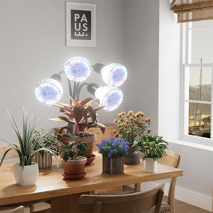 Grow Light,24W (160Watts Equiv) 5000K White Full Spectrum LED Growing Lamp Clip on Desk for Indoor Plants,Bulbs Replaceable & Non-dimmable (Black, 320W)