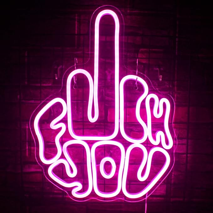 Letters Gesture Neon Signs for Wall Pink LED Neon Lights USB Neon Wall Light Neon Bar Light Up Sign for Bedroom Party Pub Game Zone Decoration