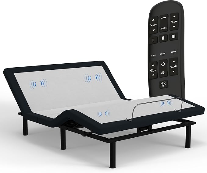 Blissful Nights e4 King Adjustable Bed Frame with Massage, Anti-Snore, Zero Gravity, USB Charging, Under Bed Lights, Wireless Remote Head and Foot Incline