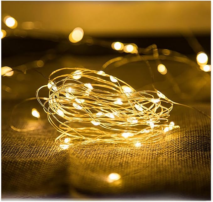 Sokelinn-six 2m 20 LEDs Fairy String Lights, USB Powered String Light for Desk Office Christmas Tree Party Decoration (Warm, 5)