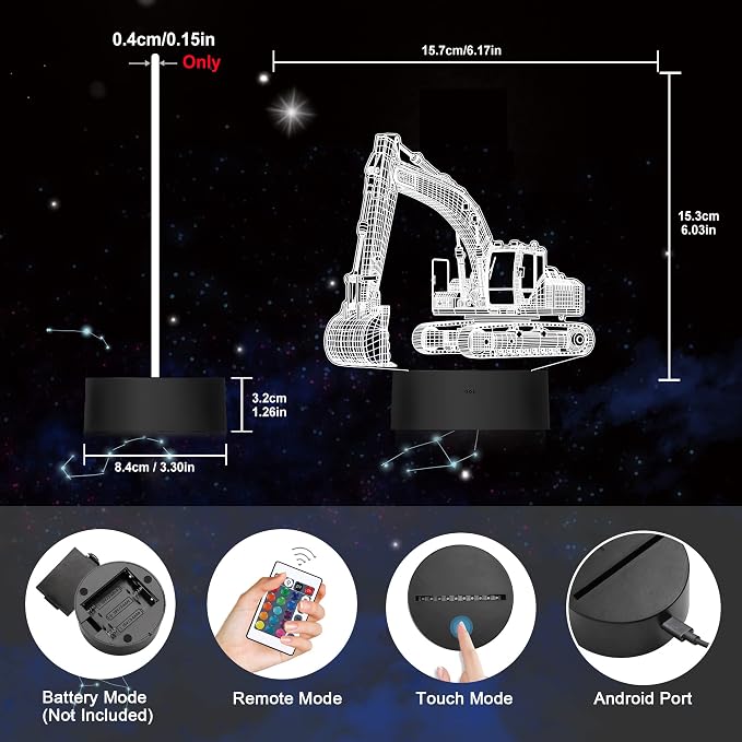 Ammonite Excavator 3D Lamp for Kids, LED Optical Illusion Night Light with Remote Control and Timing Function as Christmas Birthday Gifts Ideas for Boys Kids Teen