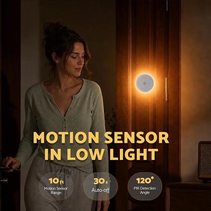 DAZZY DOT Battery Powered Night Light, 4 Pack Motion Sensor Light Indoor | 3 Color Temperature, Dimmable, Magnetic, Stick On Backlit Night Lights for Wall, Stairs, Bedroom, Bathroom, Hallway, Nursery