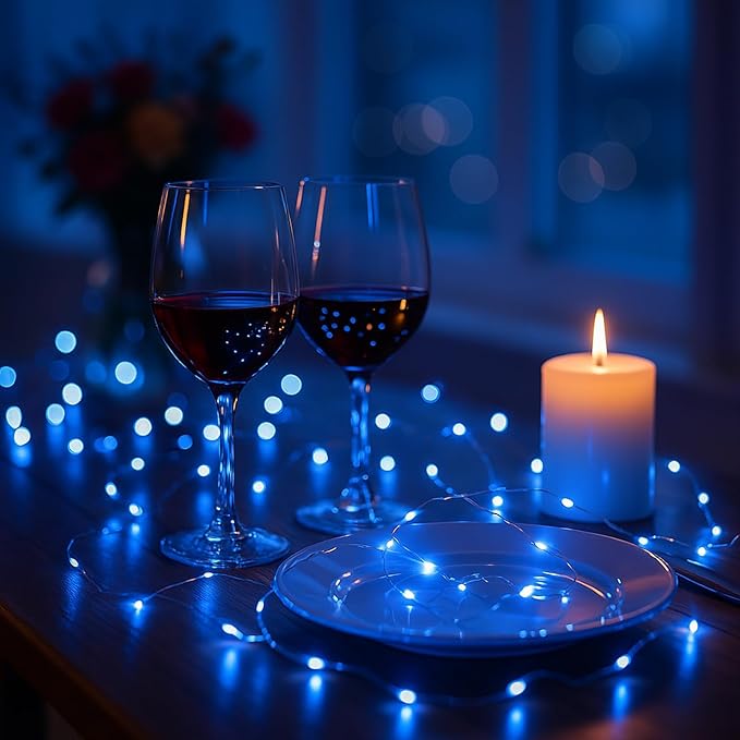 6 Pack Fairy Lights Battery Operated with Timer Silver Wire Mini 13FT 40LED Waterproof Cuttable Twinkle Christmas String Lights for Home Bedroom Wedding DIY Centerpiece Birthday (Blue)