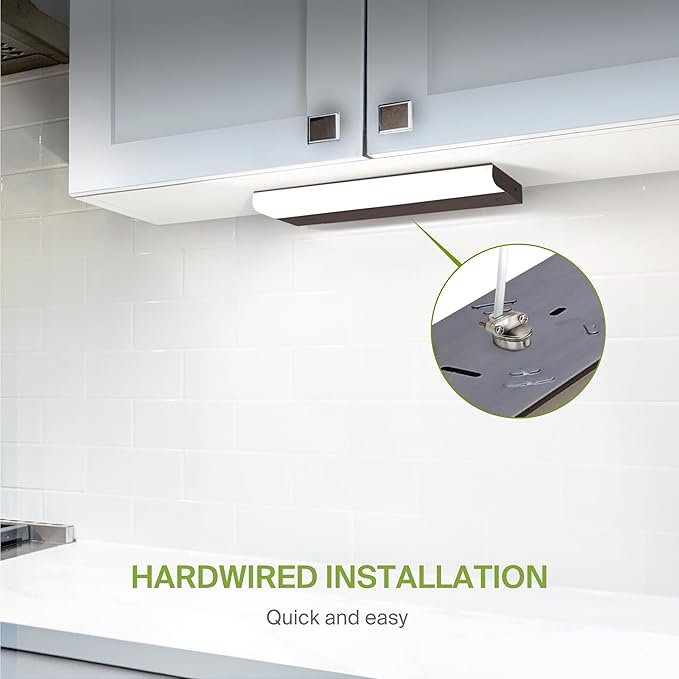 ASD 20 Pack 18 Inch Hardwired LED Under Cabinet Lights, On/Off & 5CCT Switch 2700K-5000K, 10W 807LM CRI90, Direct Wire Low Profile Linkable Fixture, Dimmable Under Counter Kitchen Lighting, Bronze, UL