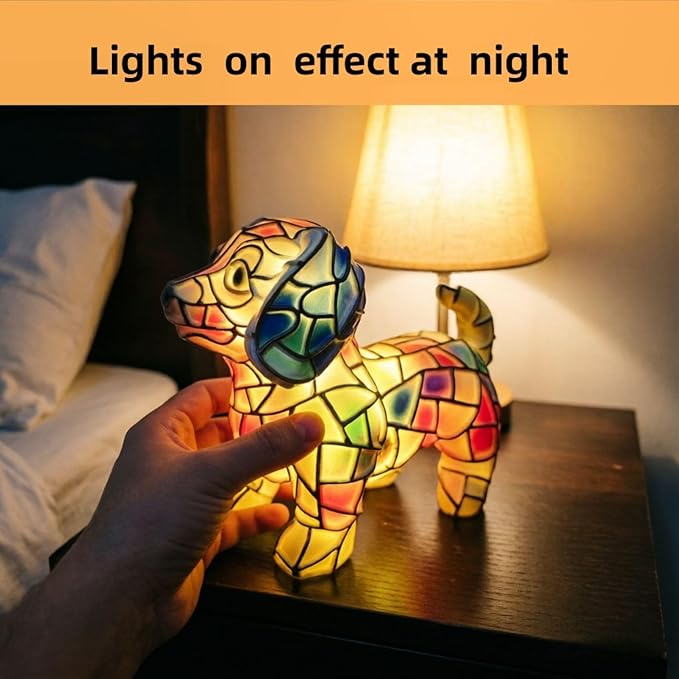 Dachshund Table Lamp, 2026 New Series Art Lamp, Stained Resin Vintage Dog Lamp, Resin Bedside Lamp, Cute Pet Dog-Themed LED Lamp, Suitable for Bedroom, Cozy Animal Night Light(Dachshund)
