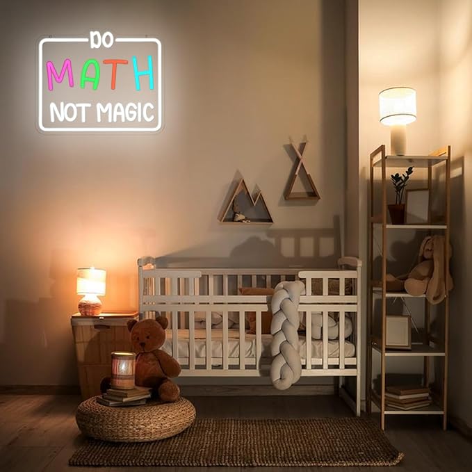Do Math Not Magic Neon Sign for Classroom Math Neon Light Colorful Letter Led Neon Signs Classroom Led Neon Lights for Study Room Kids Room Library Decoration