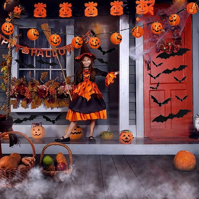 Abeja Halloween Pumpkin Lantern String Lights, 8.5Ft Jack O Lanterns Pumpkin String Lights with10 Orange Pumpkin Lanterns, Outdoor Holiday Lantern Lights for Halloween Party Patio Indoor Outdoor